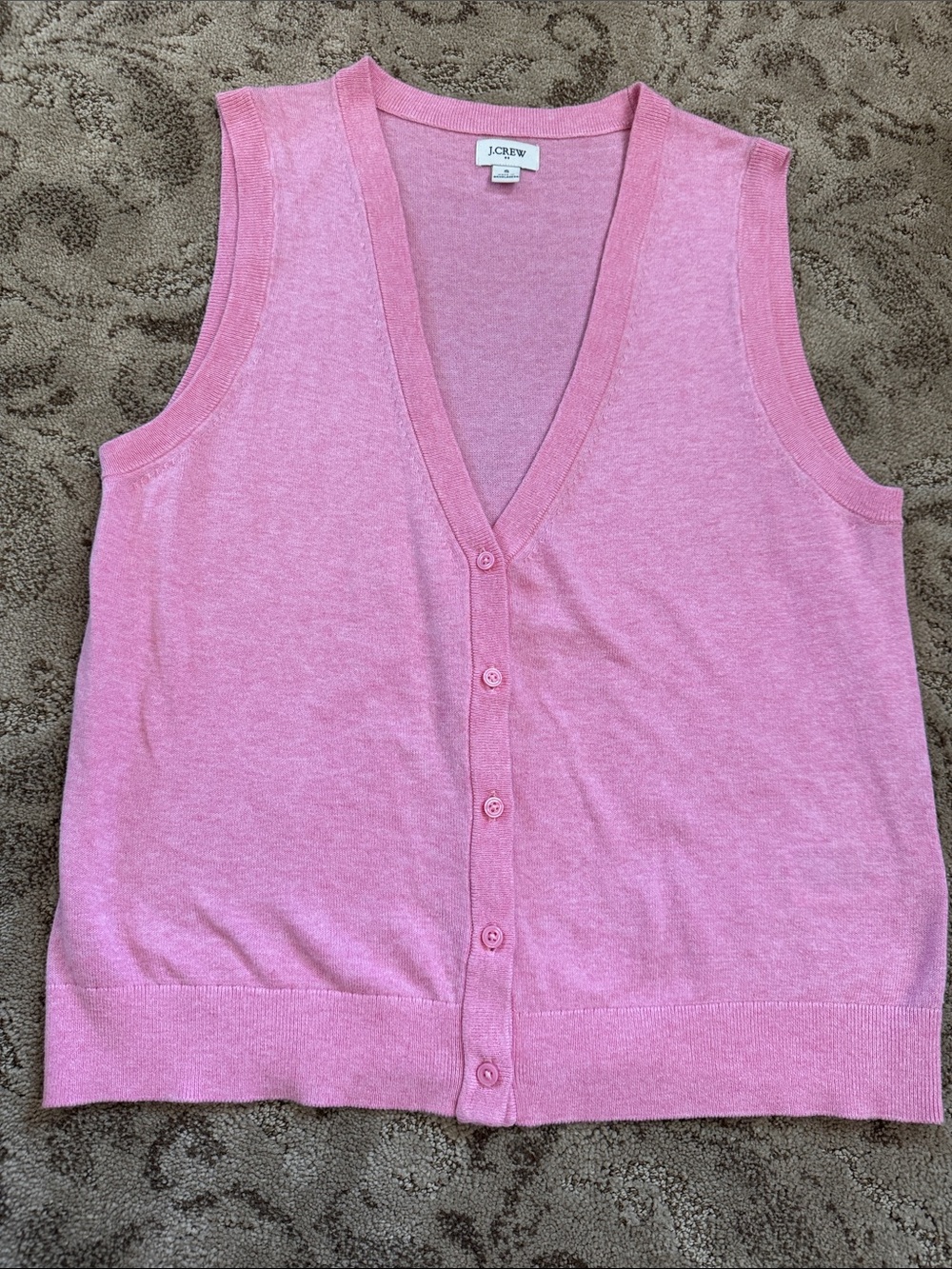 J. Crew Light Pink Button-Front Sleeveless Cardigan Vest